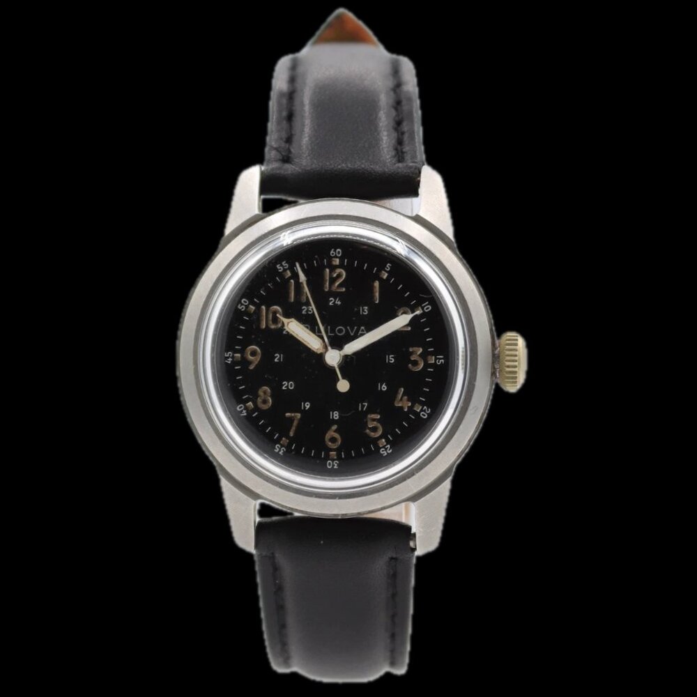 Vintage 32mm Bulova Military Hack Set Men's Mechanical Wristwatch 10BNCH Steel